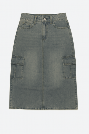 Midi Denim Cargo Skirt