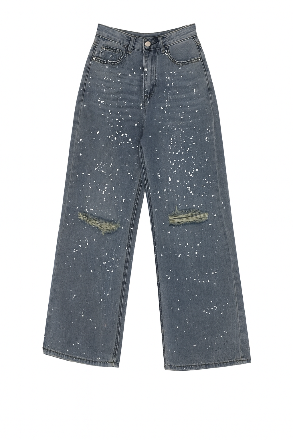 Ripped Metallic Jeans
