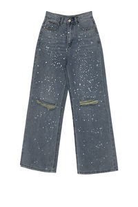 Ripped Metallic Jeans