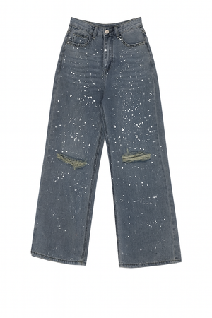 Ripped Metallic Jeans