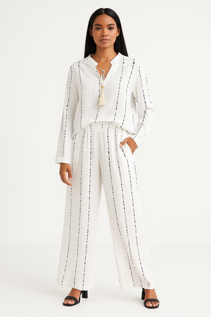 Stripped Set of Linen Shirt & Trouser