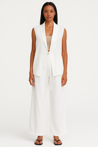 Linen Set of Front-Tie Shirt & Trouser