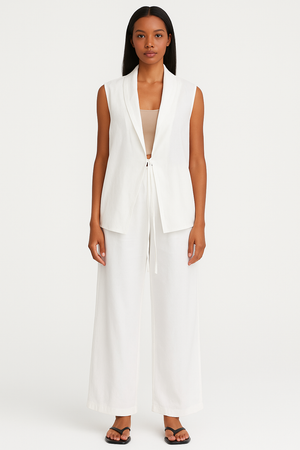 Linen Set of Front-Tie Shirt & Trouser