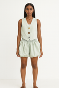 Denim Set of Waistcoat & Balloon Short