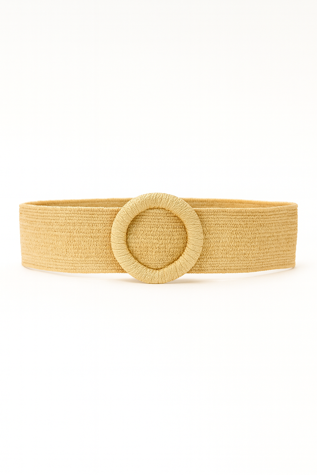 Raffia Belt with Round Buckle