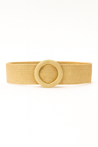 Raffia Belt with Round Buckle