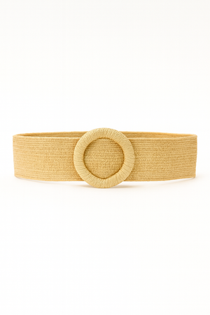 Raffia Belt with Round Buckle