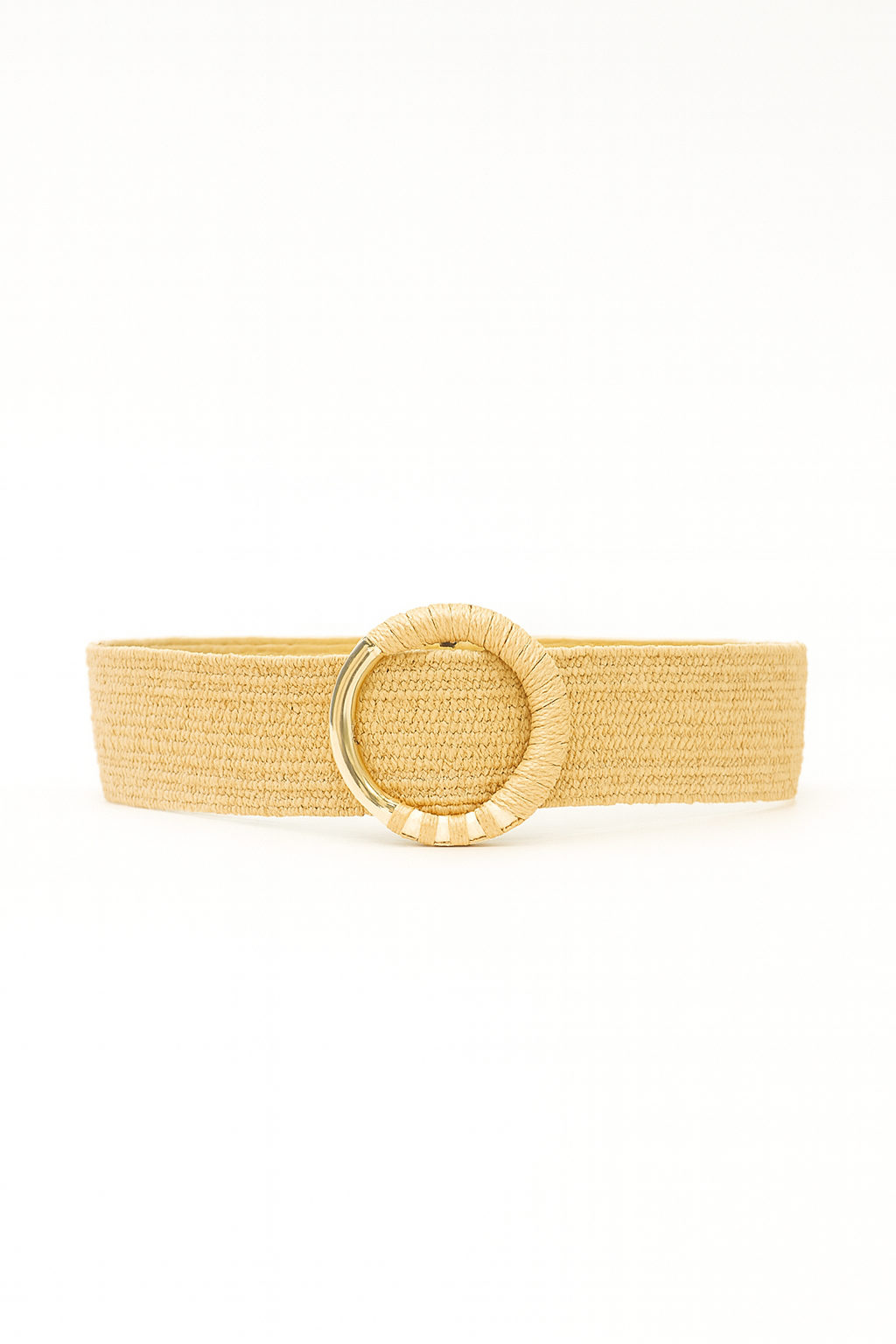 Raffia Belt with Round Buckle