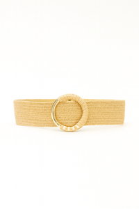 Raffia Belt with Round Buckle