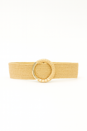 Raffia Belt with Round Buckle