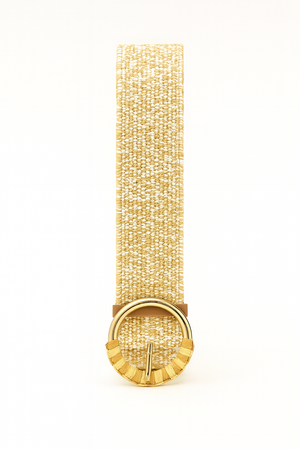 Raffia Belt with Round Buckle