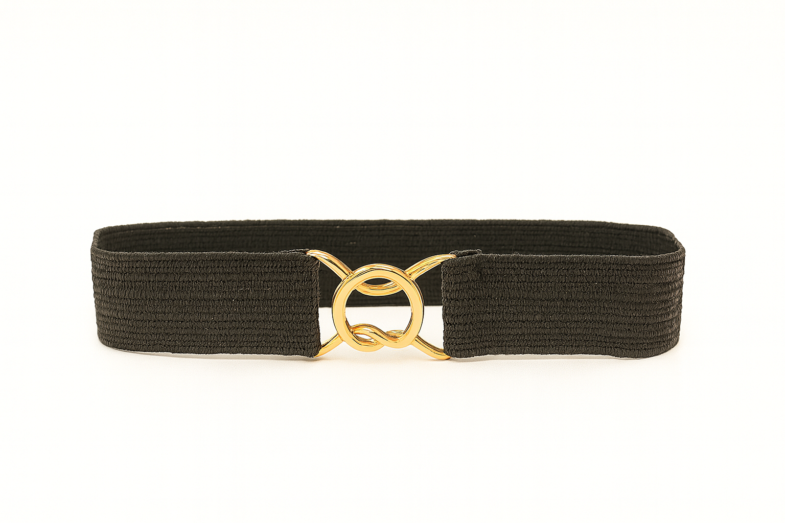 Raffia Belt with Metal Buckle