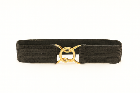 Raffia Belt with Metal Buckle