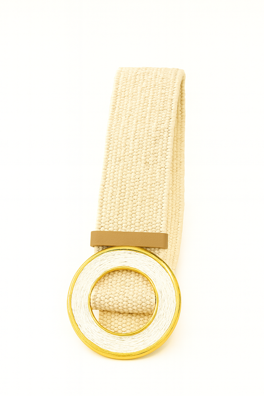 Round Buckle Raffia Belt
