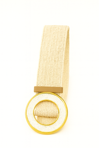 Round Buckle Raffia Belt