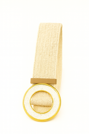 Round Buckle Raffia Belt