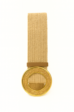 Round Buckle Raffia Belt