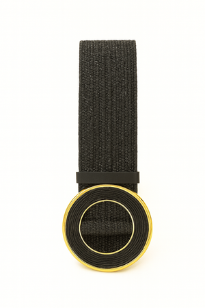 Round Buckle Raffia Belt