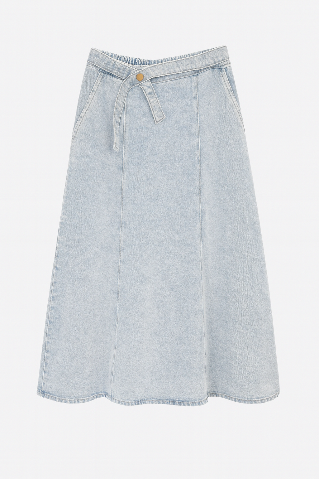 Midi Denim Skirt with Pockets