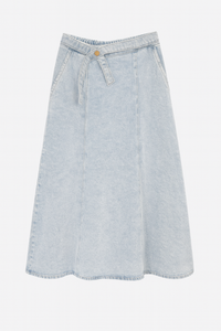 Midi Denim Skirt with Pockets