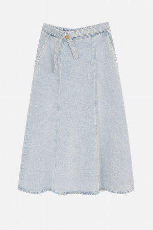 Midi Denim Skirt with Pockets