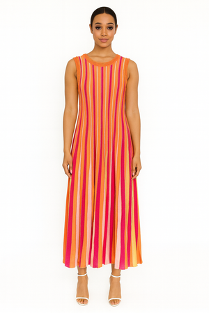 Vibrant Stripe Midi Dress