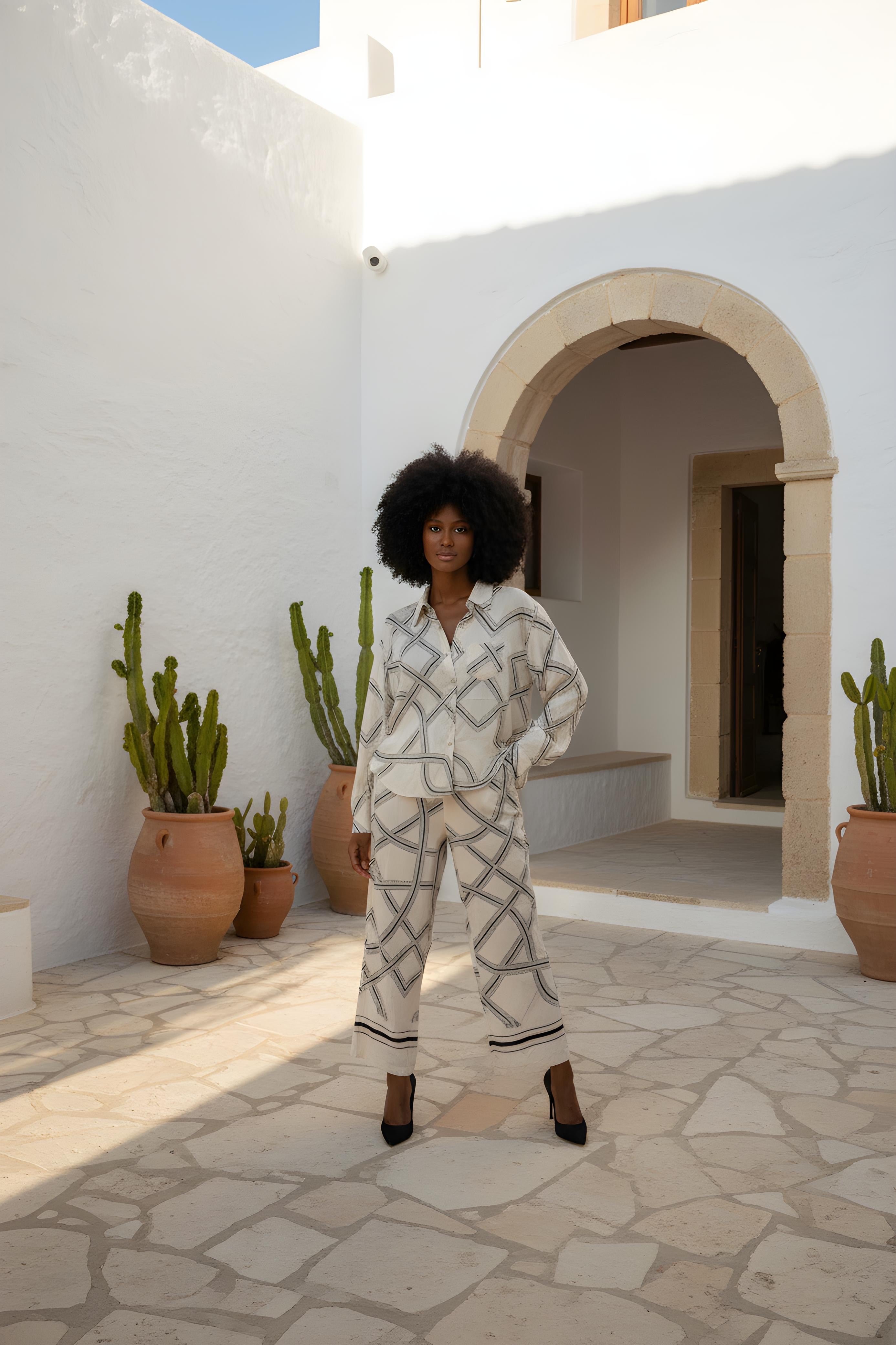 Geometric Co-Ord Set of Shirt & Trouser