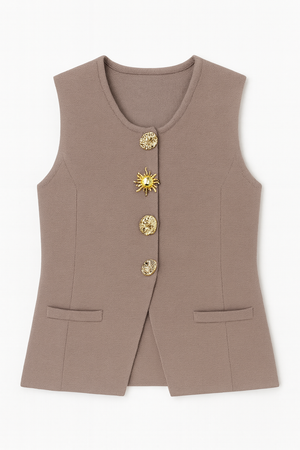 Knit Gold Button Top