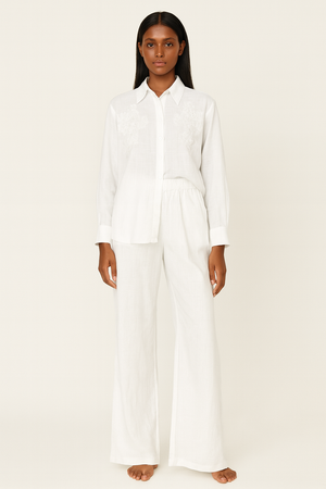 Linen Set of Embroidered Shirt & Trouser