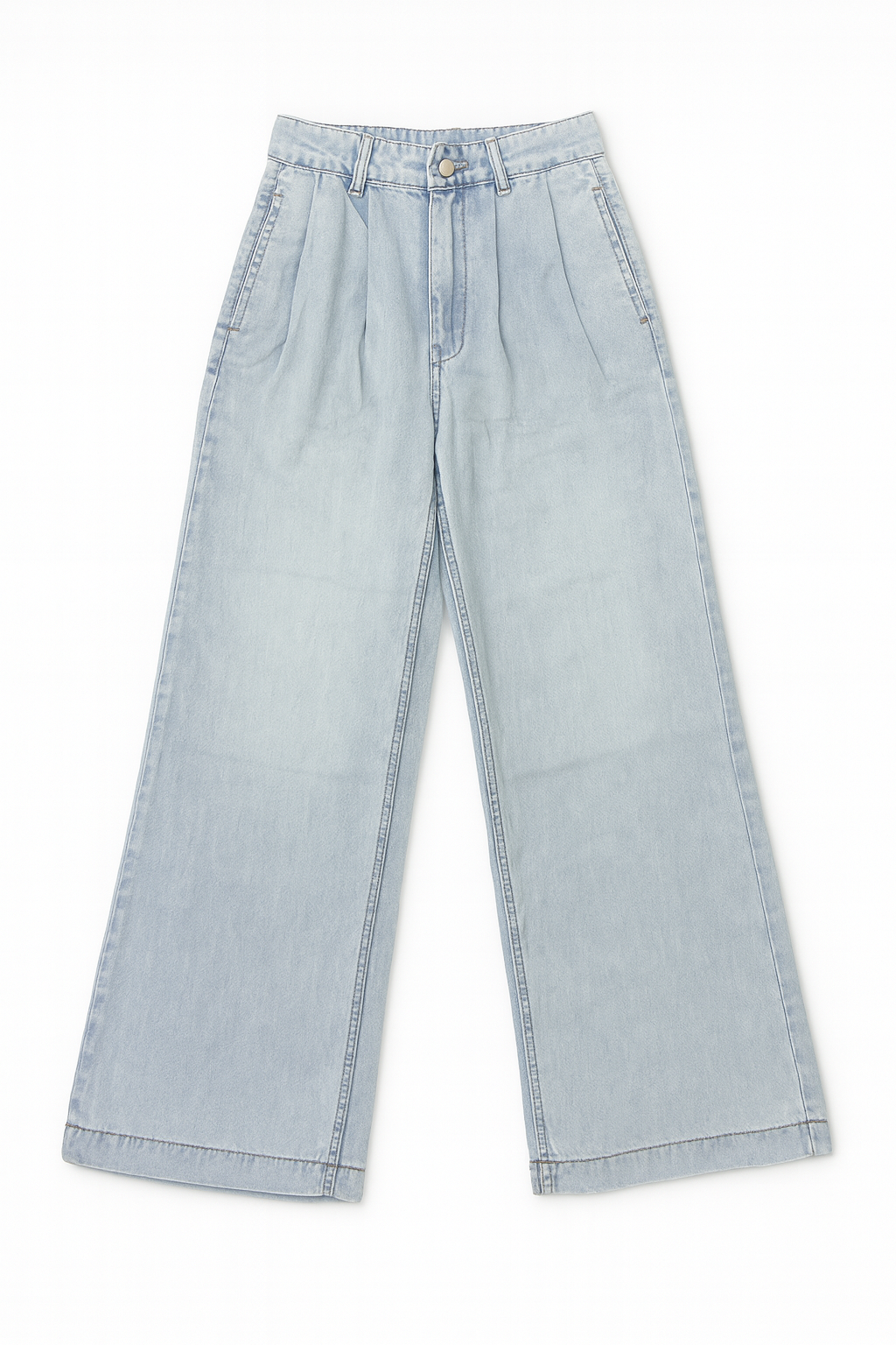 Pleated Wide Leg Jeans