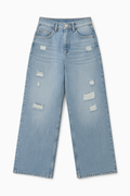 Wide-Leg Ripped Jeans