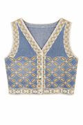 Embroidered Denim Waistcoat