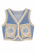 Embroidered Denim Waistcoat