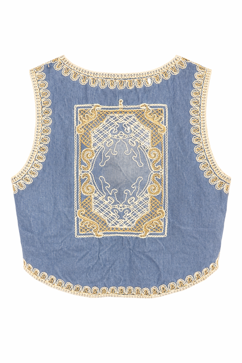 Embroidered Denim Waistcoat