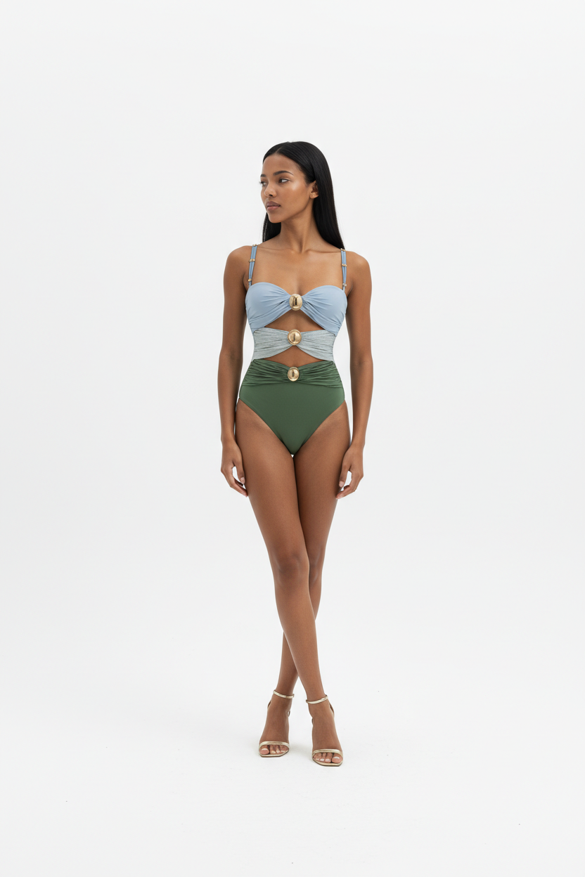 Muti-Tone Cut-Out Swimsuit