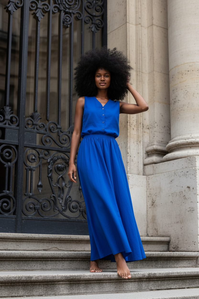 Royal Blue Set of Top & Skirt