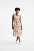 Tropical Floral Linen Dress