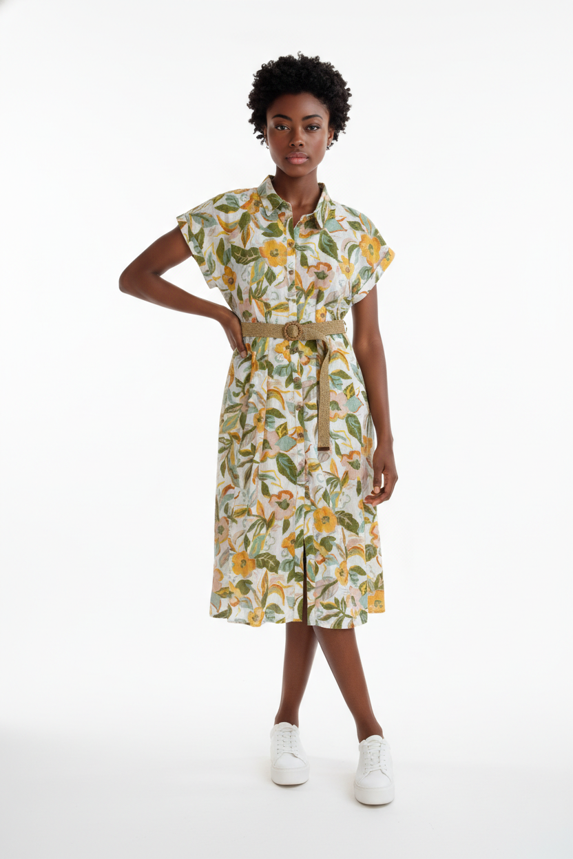 Bloom Floral Linen Dress