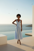 Linen Split Dress with Cut-Out