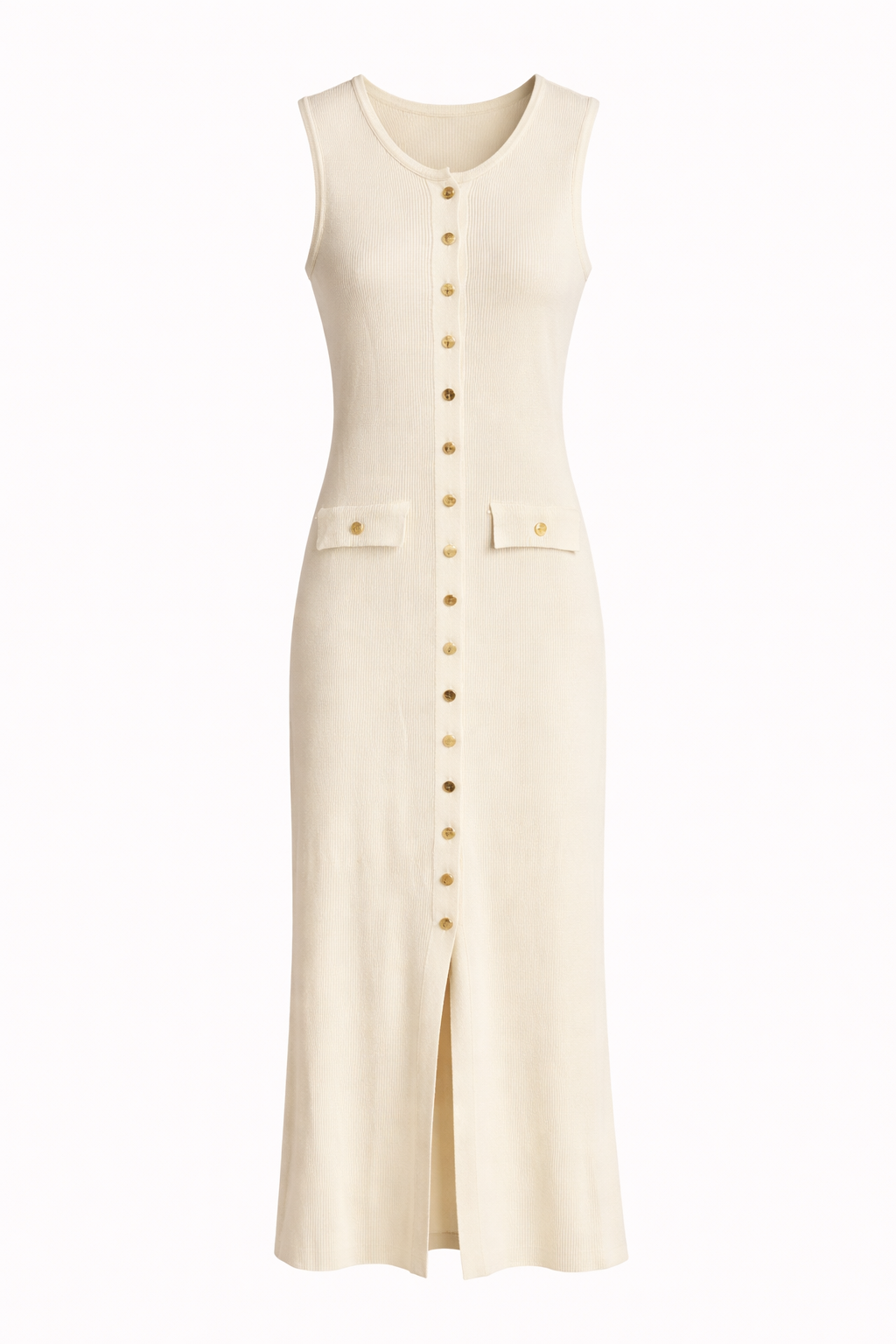 Elegant Knit Dress with Gold Button