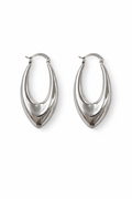 Silver Teardrop Hoops Earrings