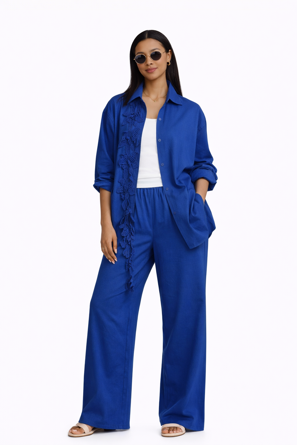 Royal Blue Linen Co-Ord Set of Shirt & Trouser