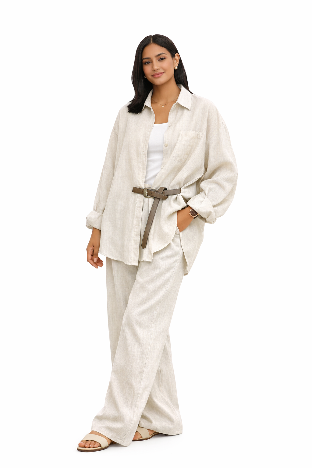 Natural Linen Co-Ord Set of Shirt & Trouser