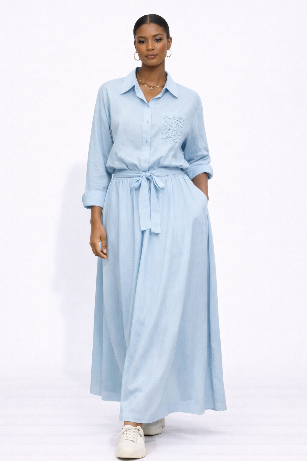 Linen Co-Ord Set of Shirt & Skirt