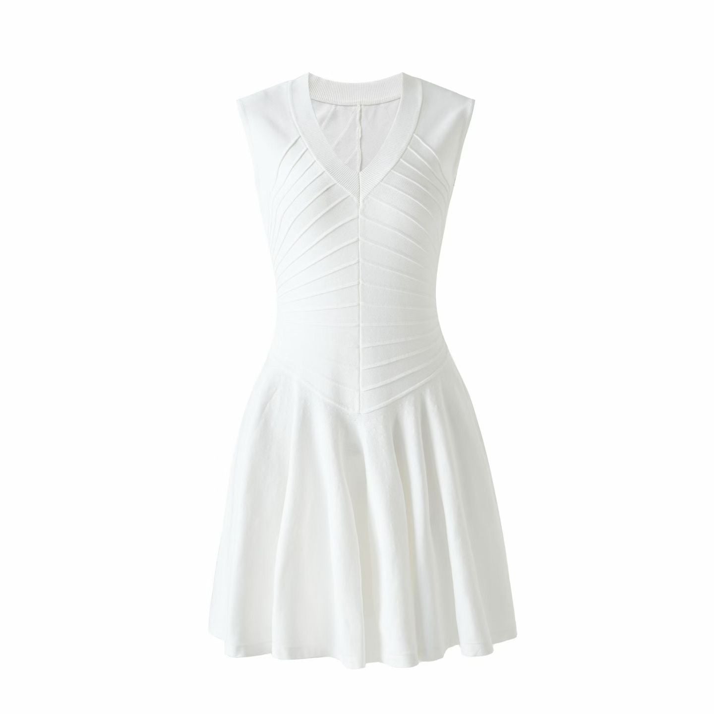 Ribbed Waist Flare Mini Dress