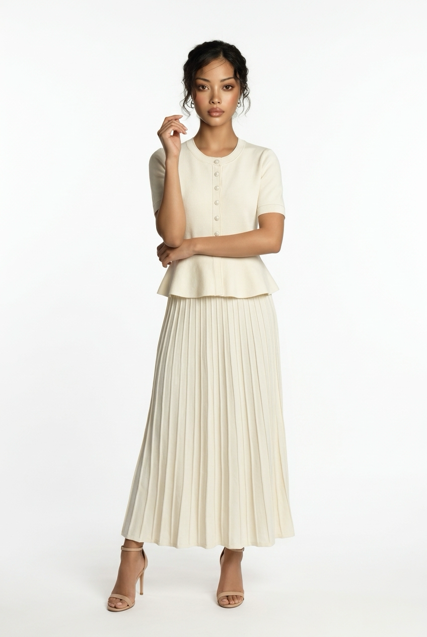 Peplum Pleated Midi Dress
