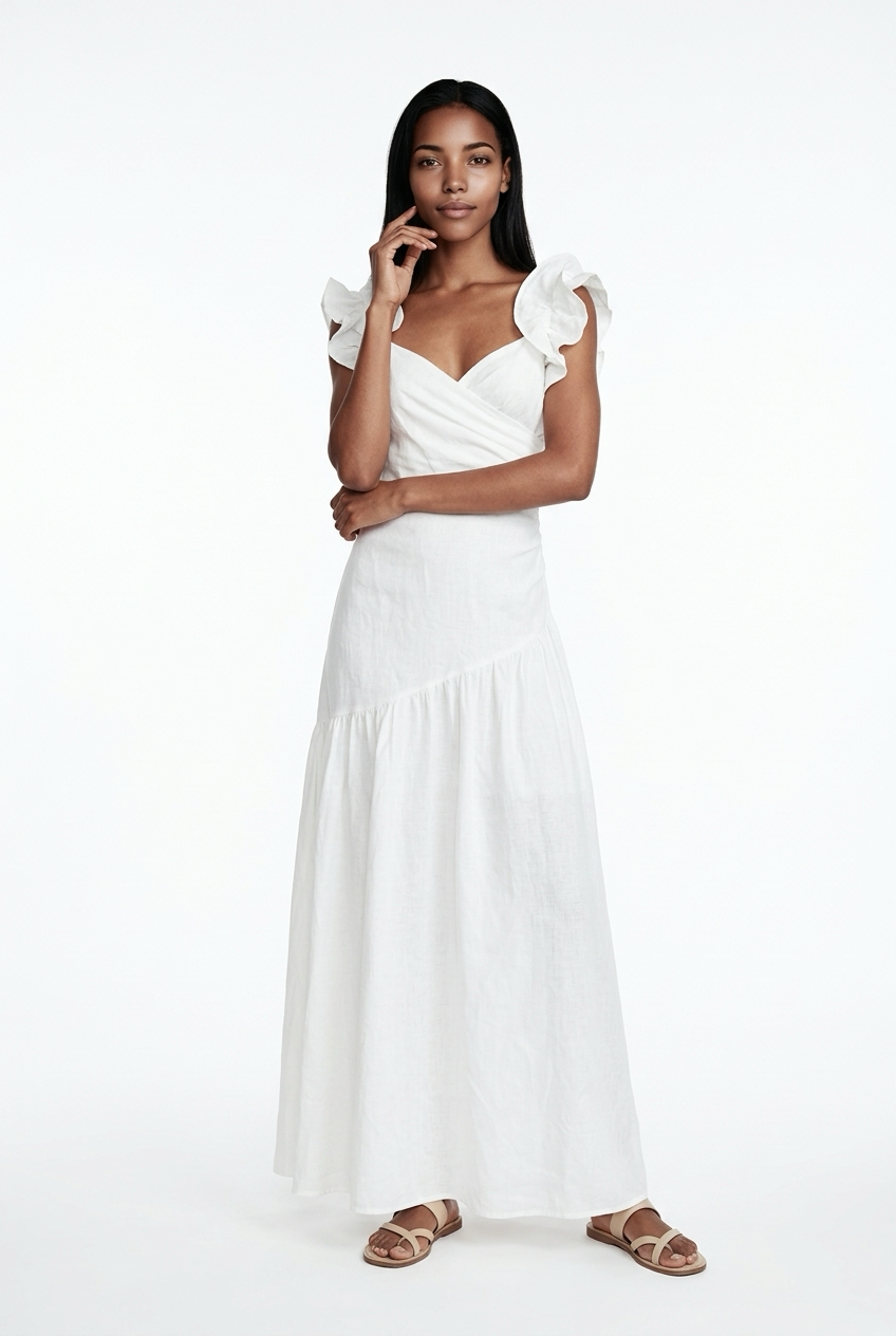 Ruffle Sleeve Maxi Dress