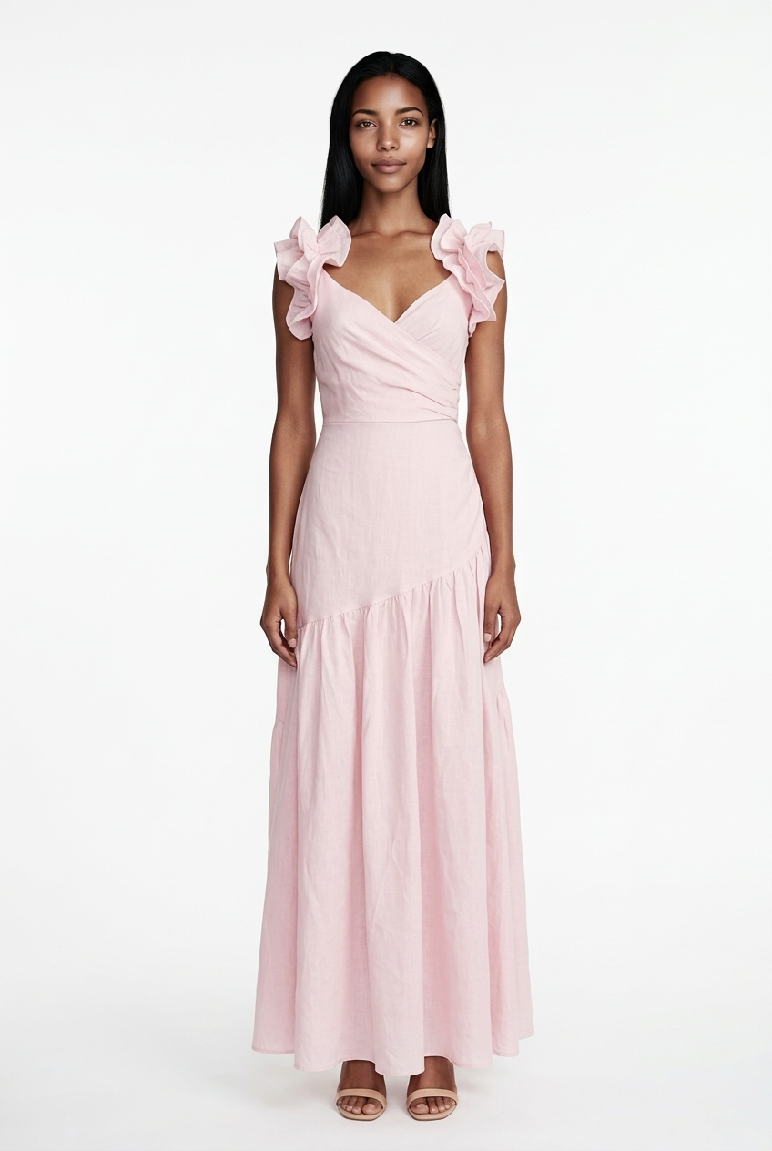 Ruffle Sleeve Maxi Dress