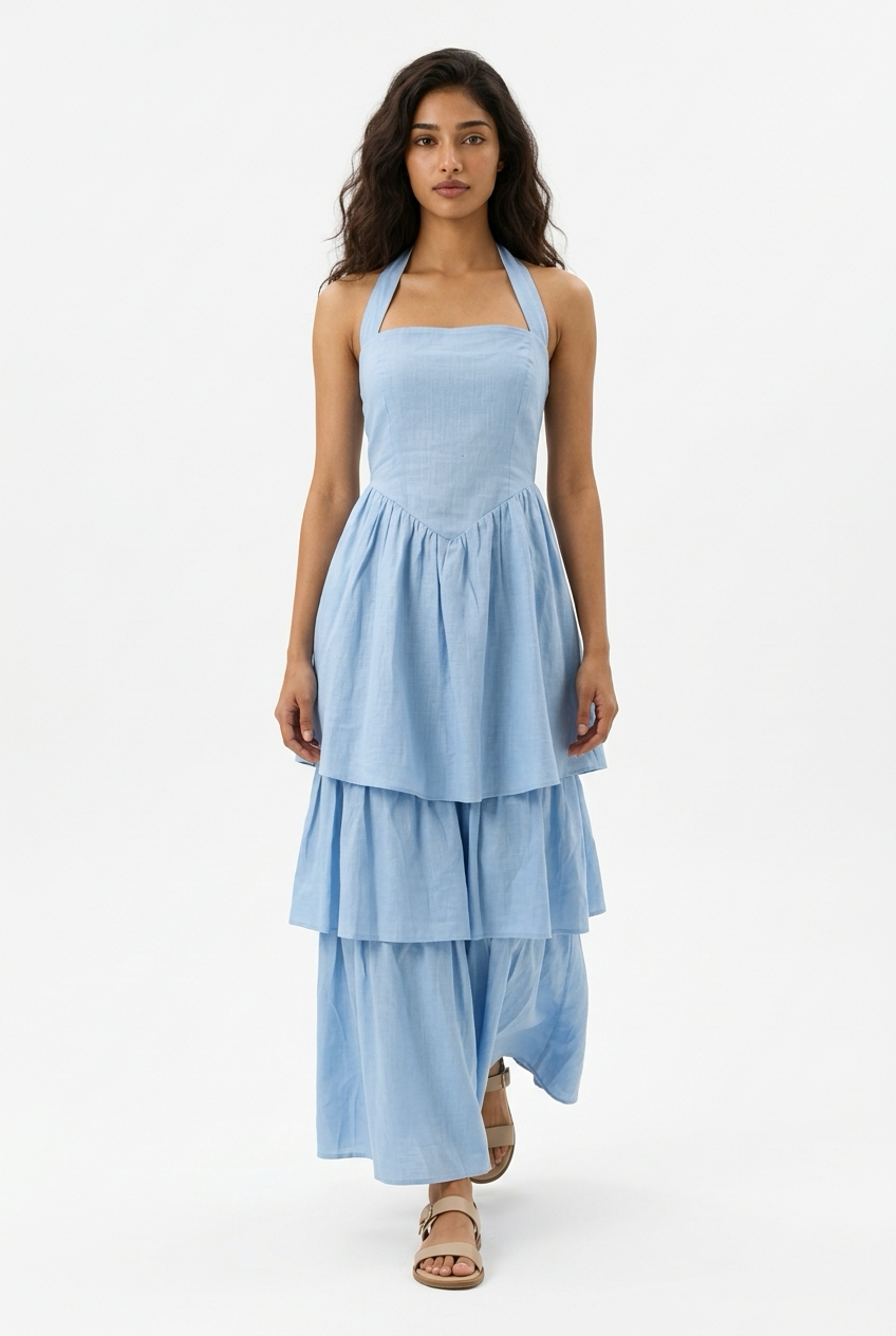 Halter Neck Ruffle Dress