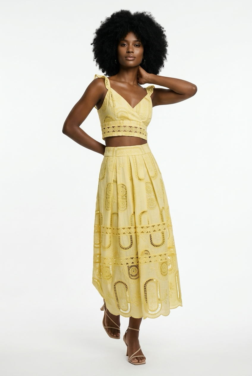 Embroidered Co-Ord Set of Crop Top & Skirt